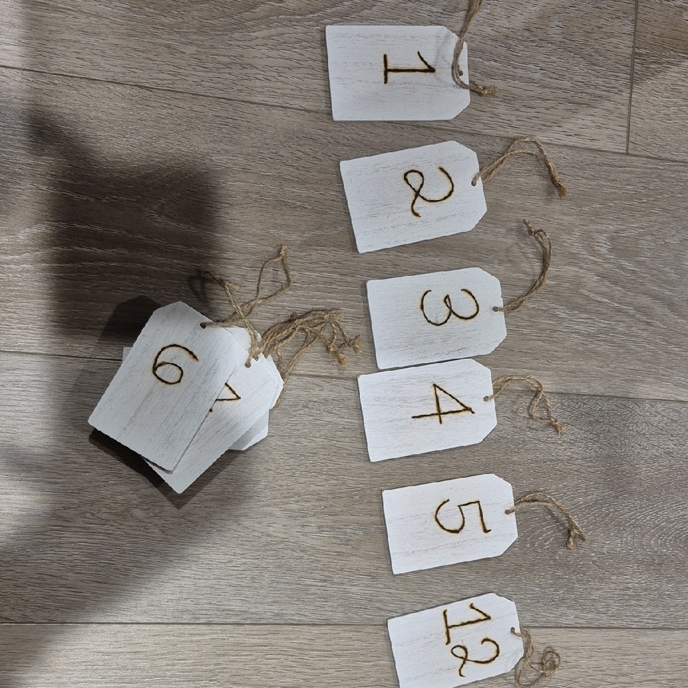Rustic White Numbered Tags